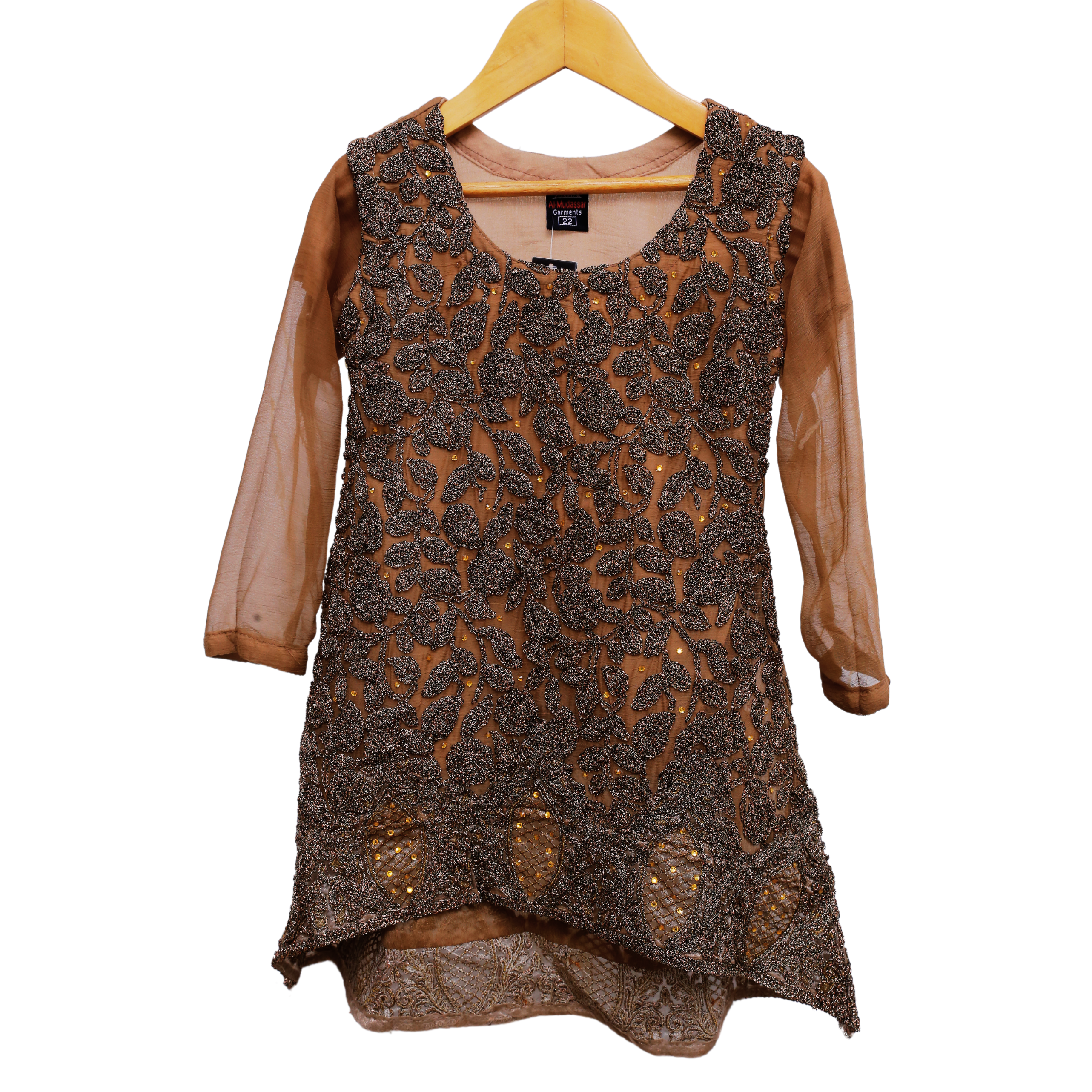 Kids Brown Sequined Kurta Shalwar by Modiste