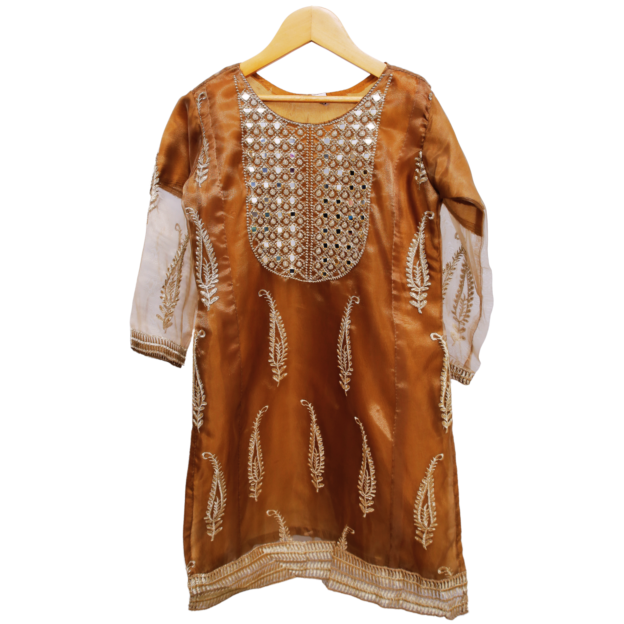 Kids Golden Embroidered Kurta Shalwar by Modiste