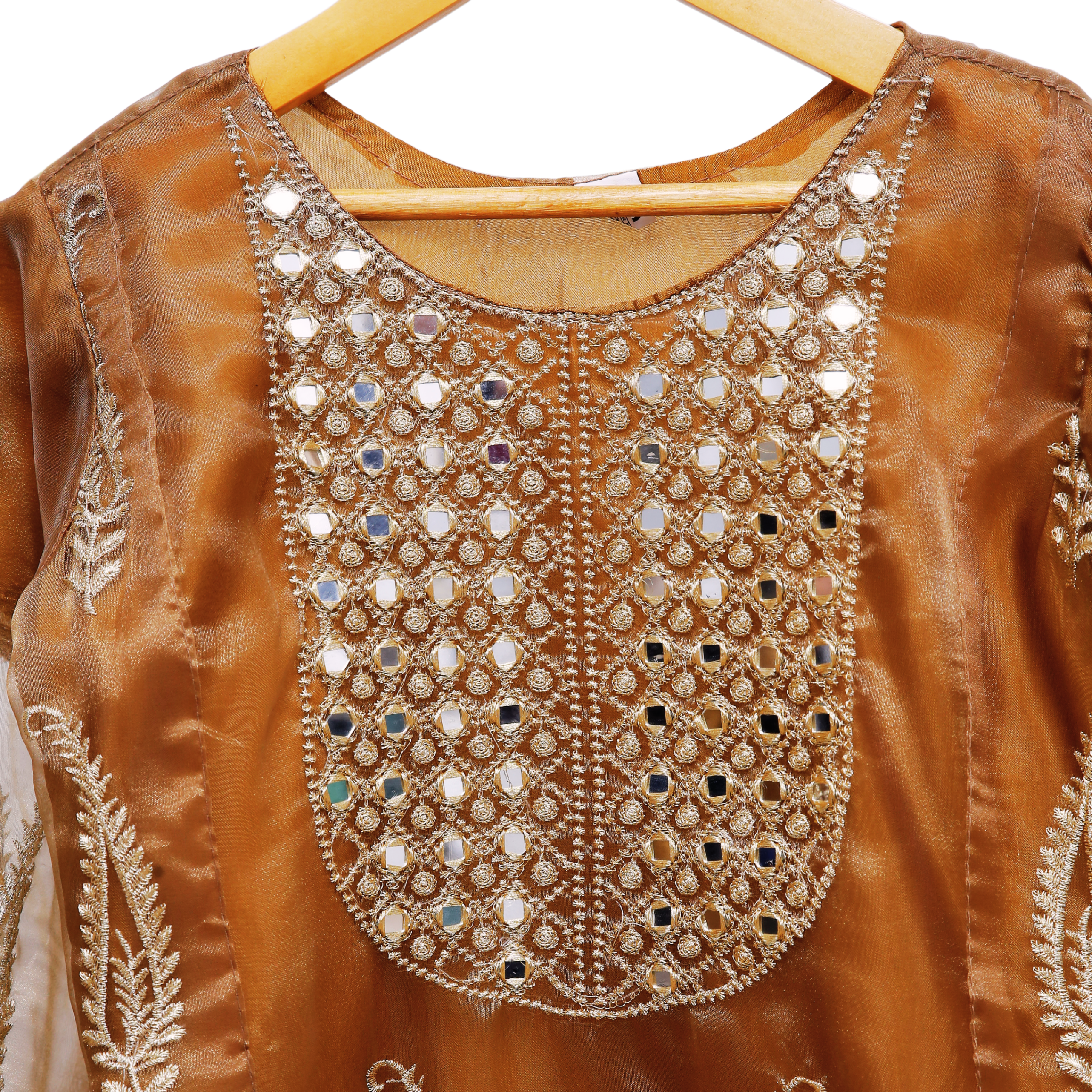 Kids Golden Embroidered Kurta Shalwar by Modiste