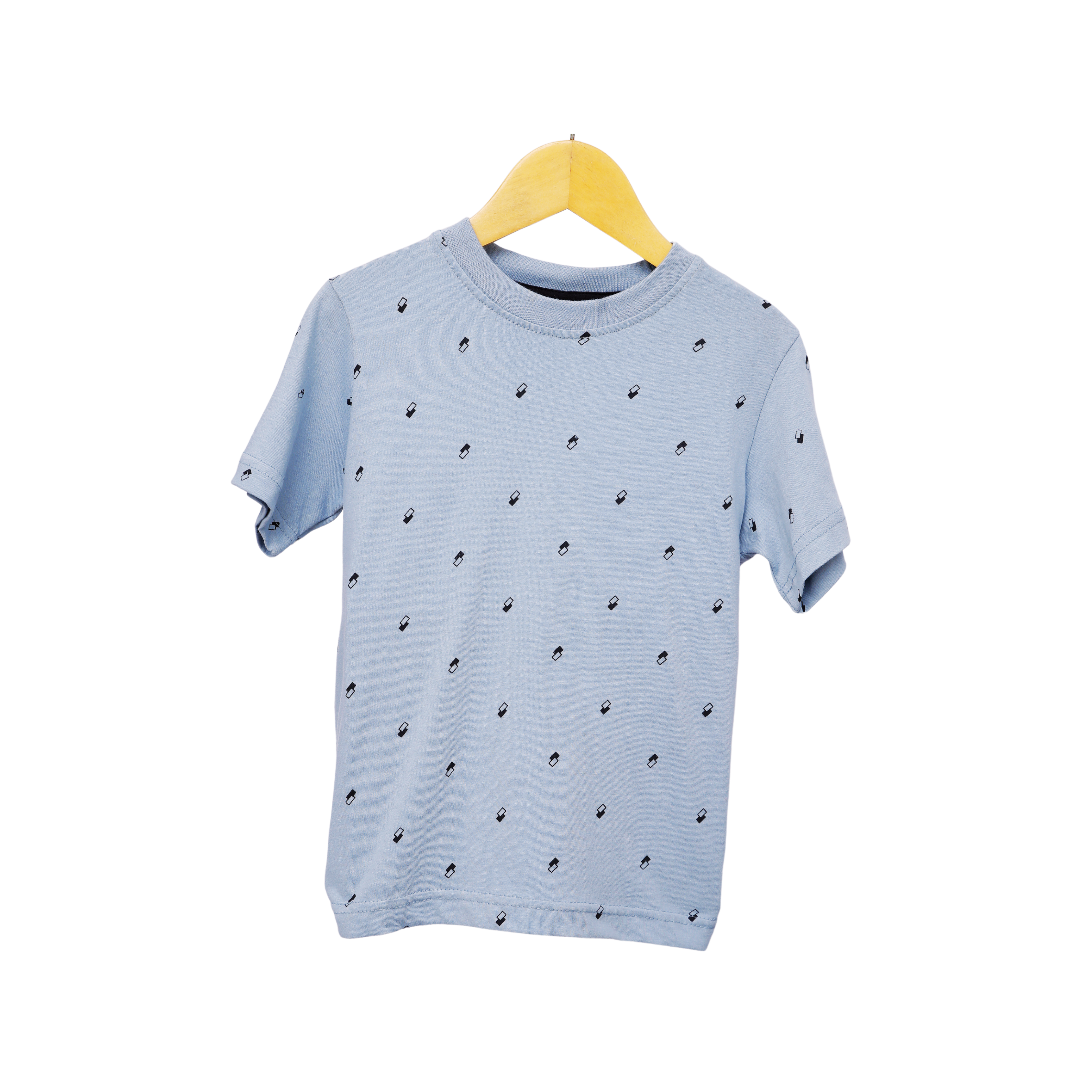 Boys' Stylish Blue Patterned Short Sleeve Pajama Set