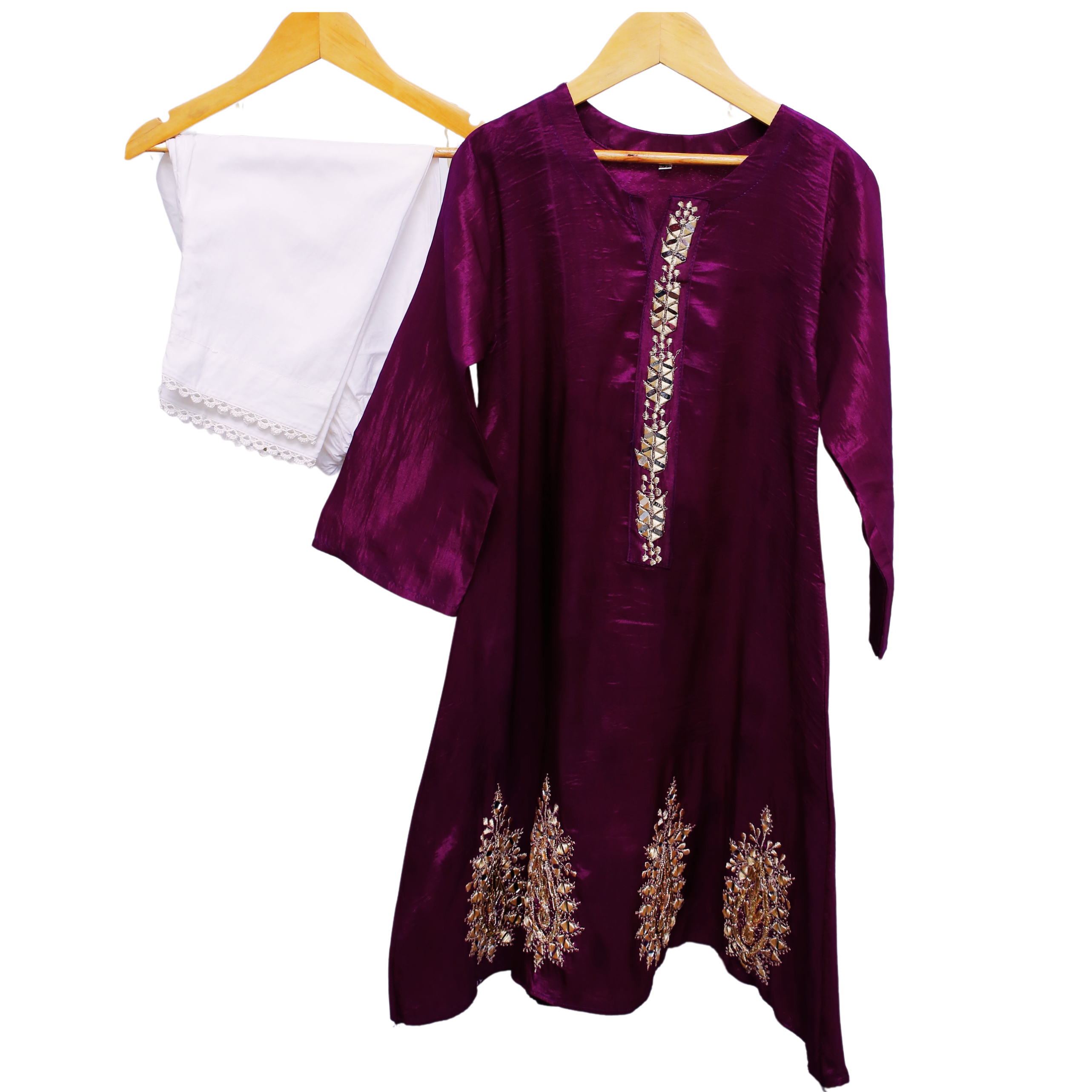 Kids Purple Embroidered Kurta Shalwar by Modiste