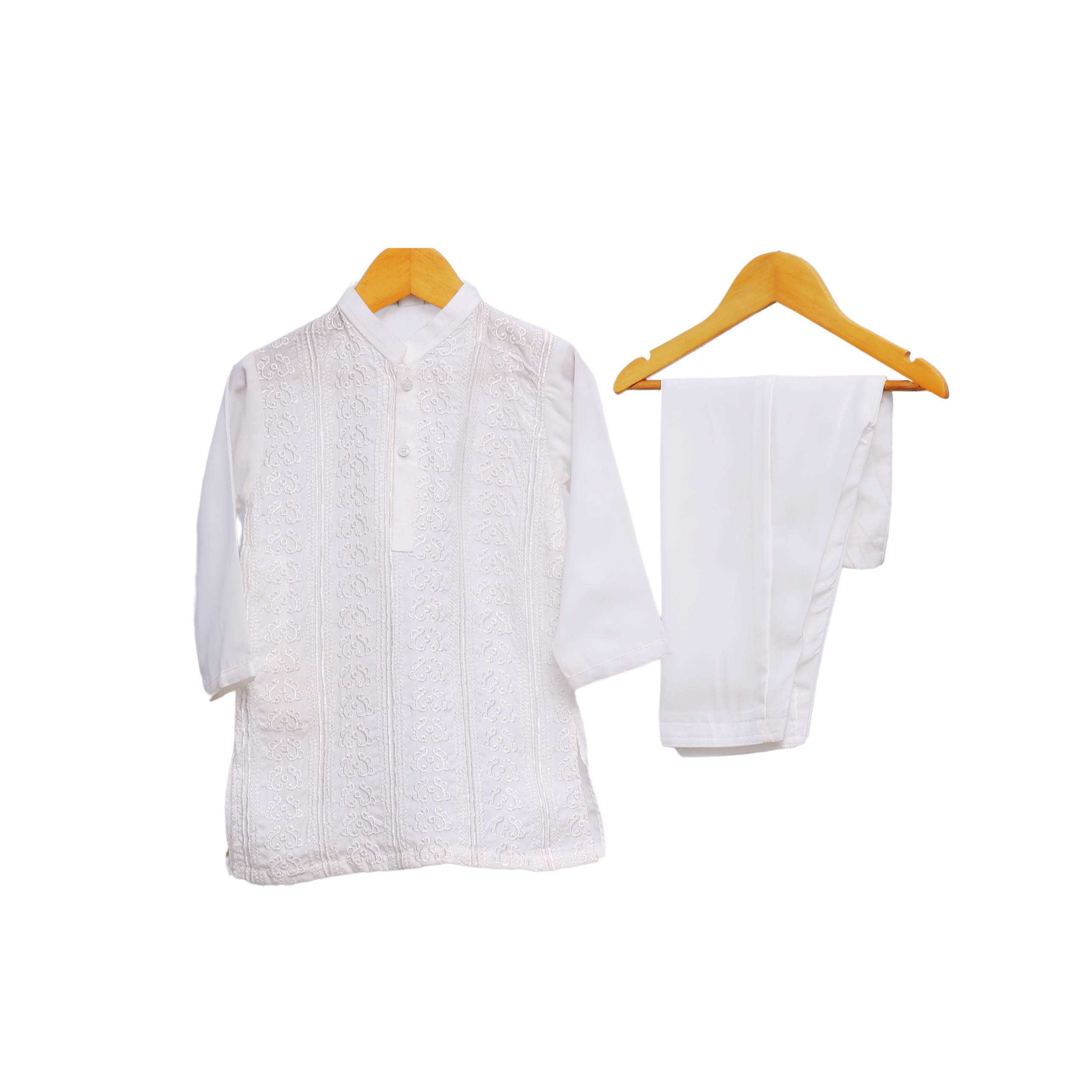 Kids White Adorned Kurta Shalwar by Modiste