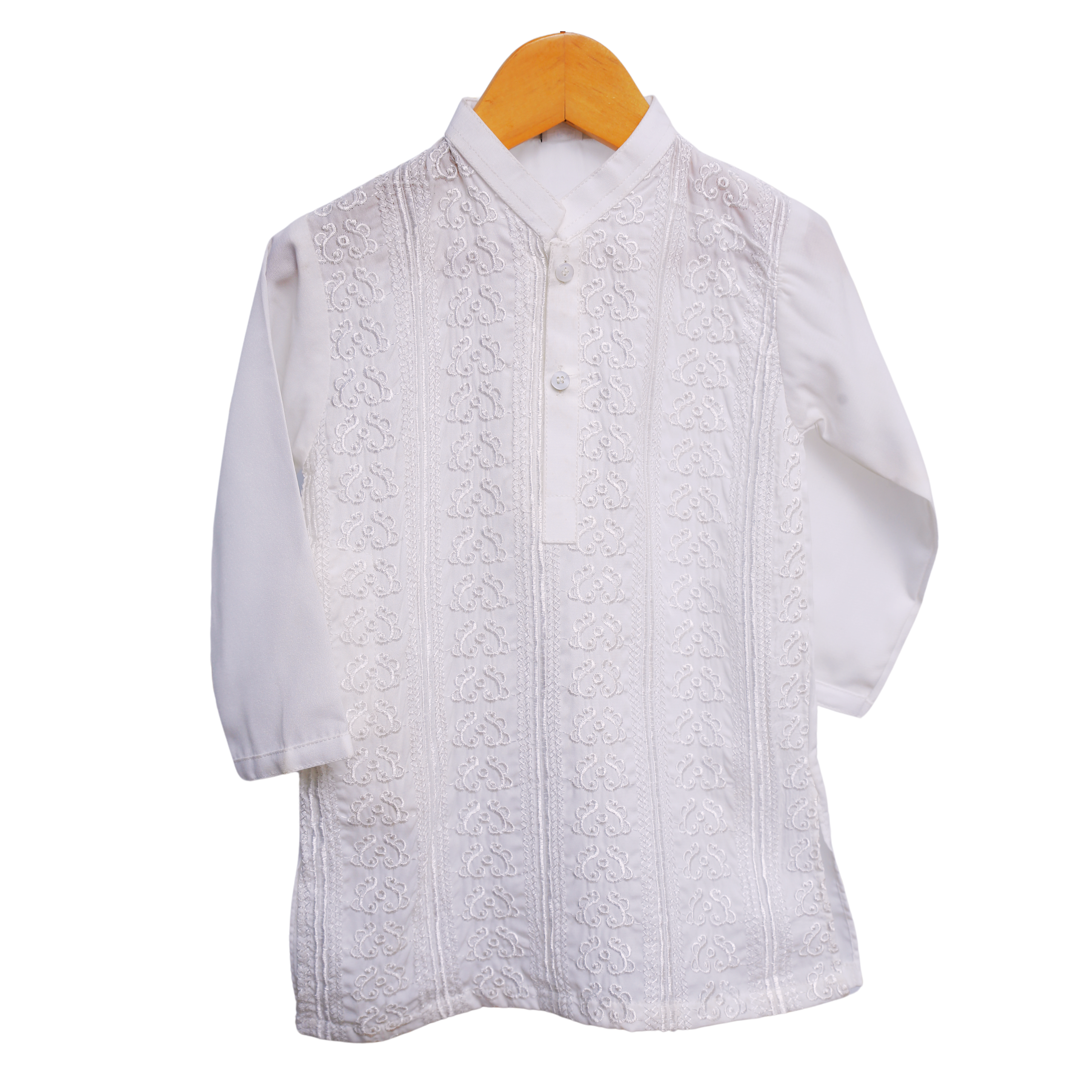 Kids White Adorned Kurta Shalwar by Modiste