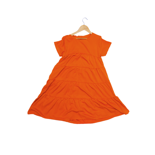 Stylish Organic Cotton Dress for Kids - Bright Orange