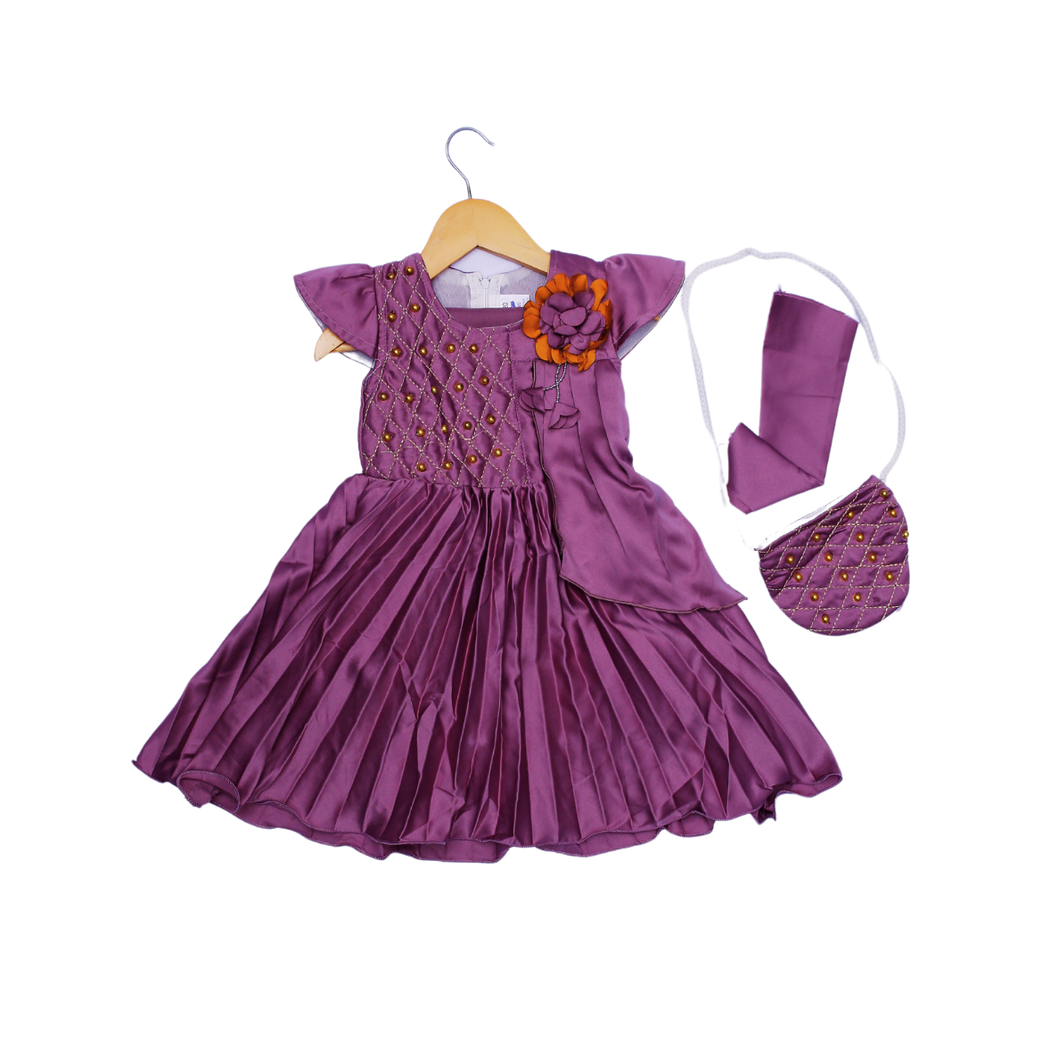 Elegant Kids' Party Dress – Comfortable Satin Purple Outfit