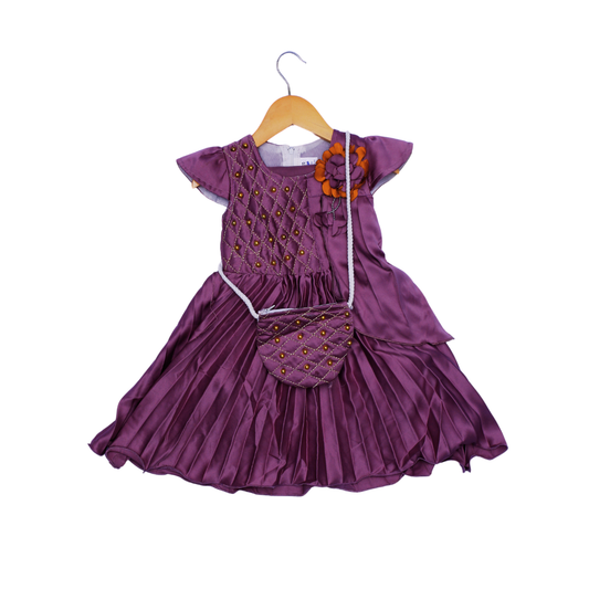 Elegant Kids' Party Dress – Comfortable Satin Purple Outfit