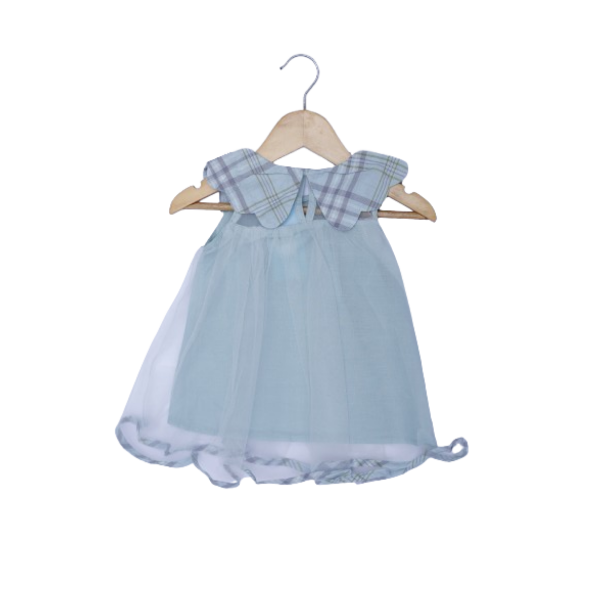 Stylish Kids’ Tulle Dress with Plaid Collar