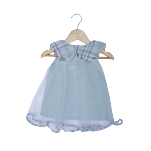 Stylish Kids’ Tulle Dress with Plaid Collar