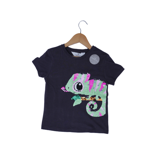 Kids' Navy Chameleon Sequin T-Shirt – Stylish and Interactive