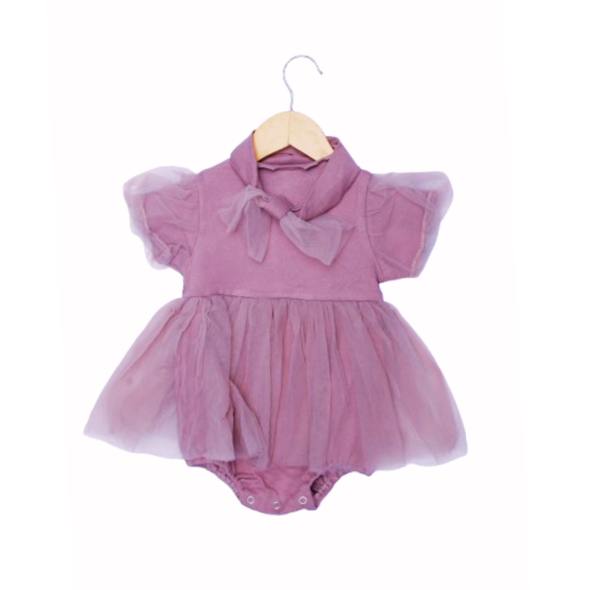 Girls' Pink Tulle Dress with Bow – Elegant and Adorable