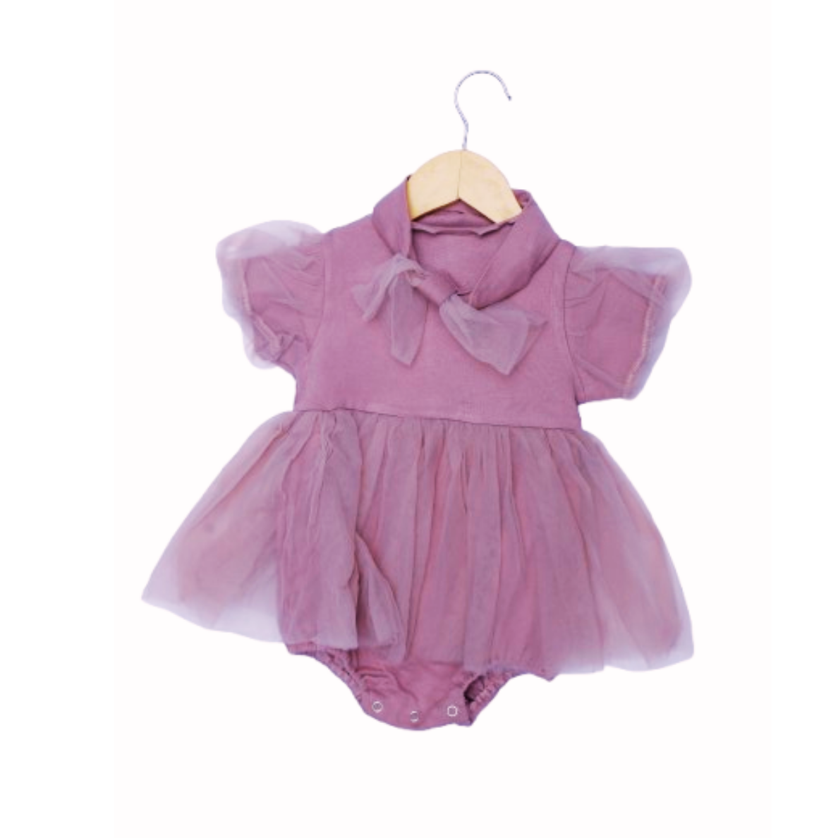 Girls' Pink Tulle Dress with Bow – Elegant and Adorable