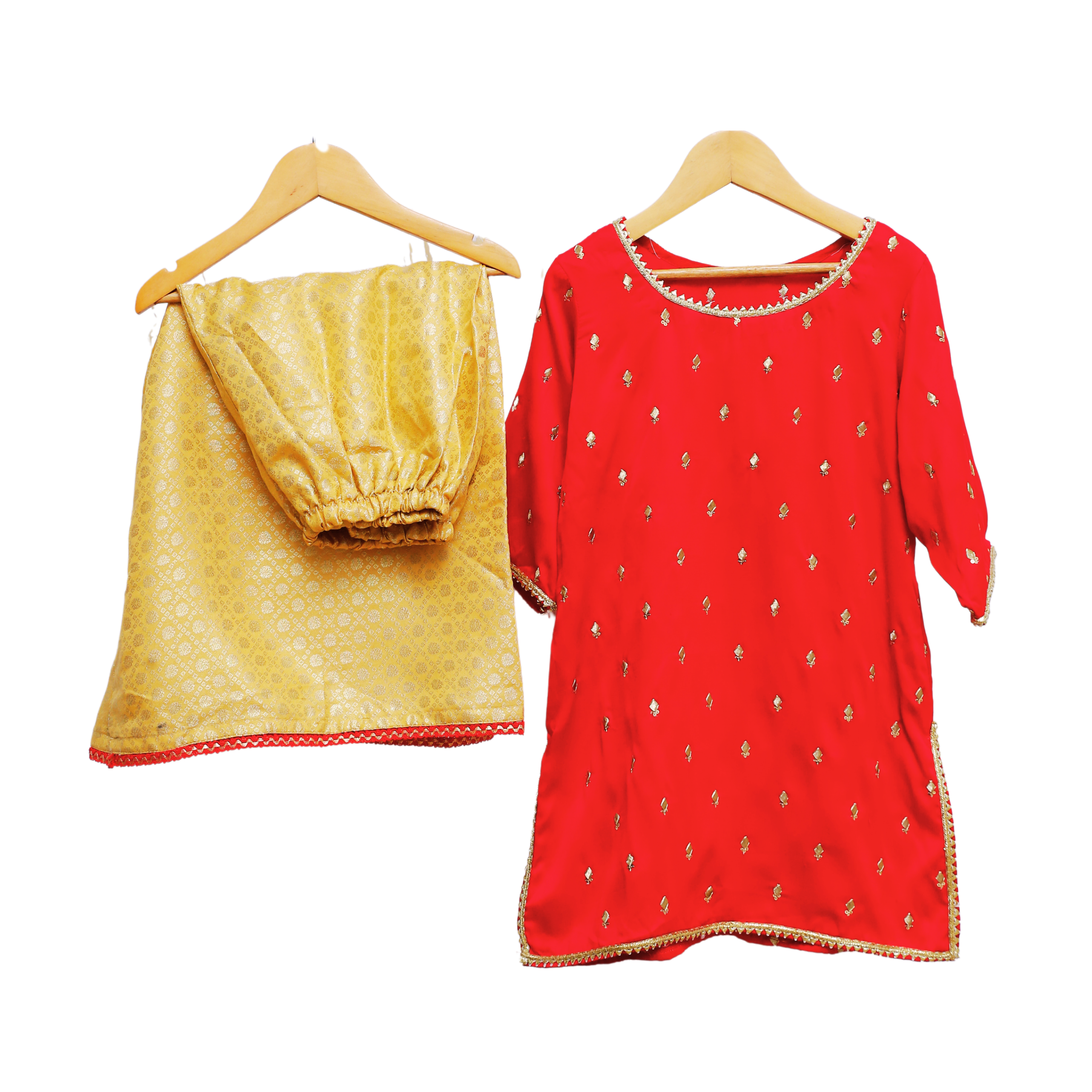 Modiste Kids’ Red Kurta & Gold Skirt Set