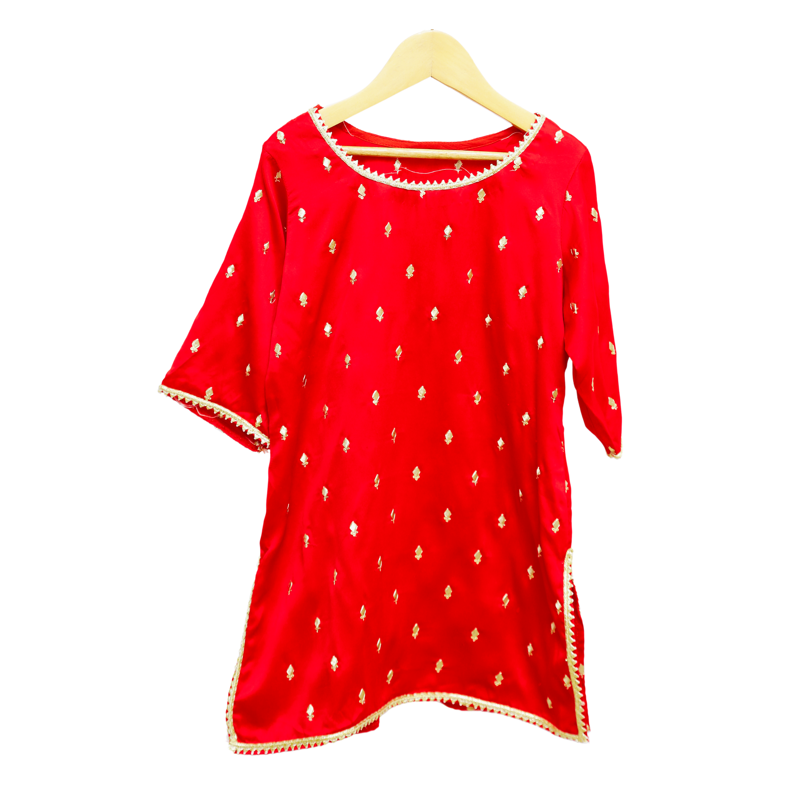 Modiste Kids’ Red Kurta & Gold Skirt Set