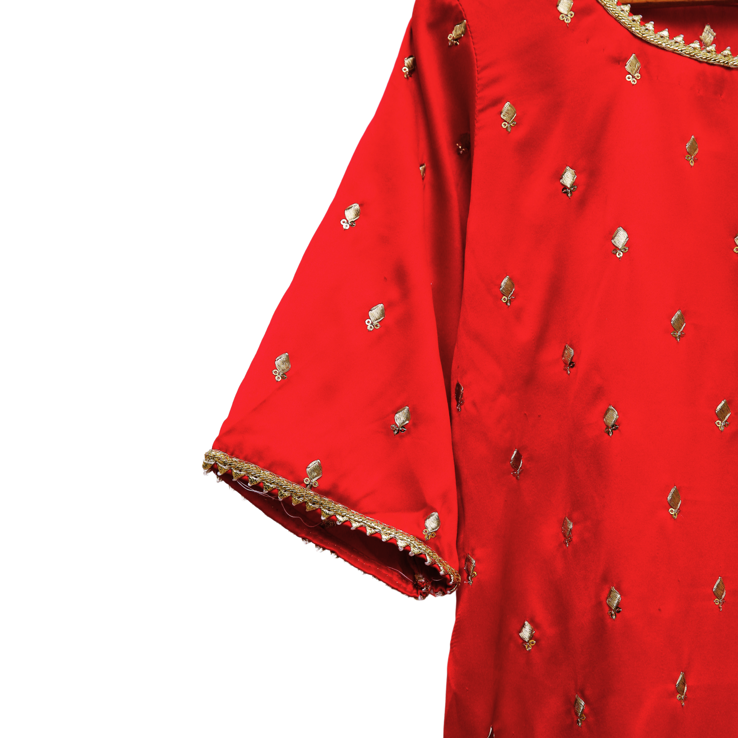 Modiste Kids’ Red Kurta & Gold Skirt Set