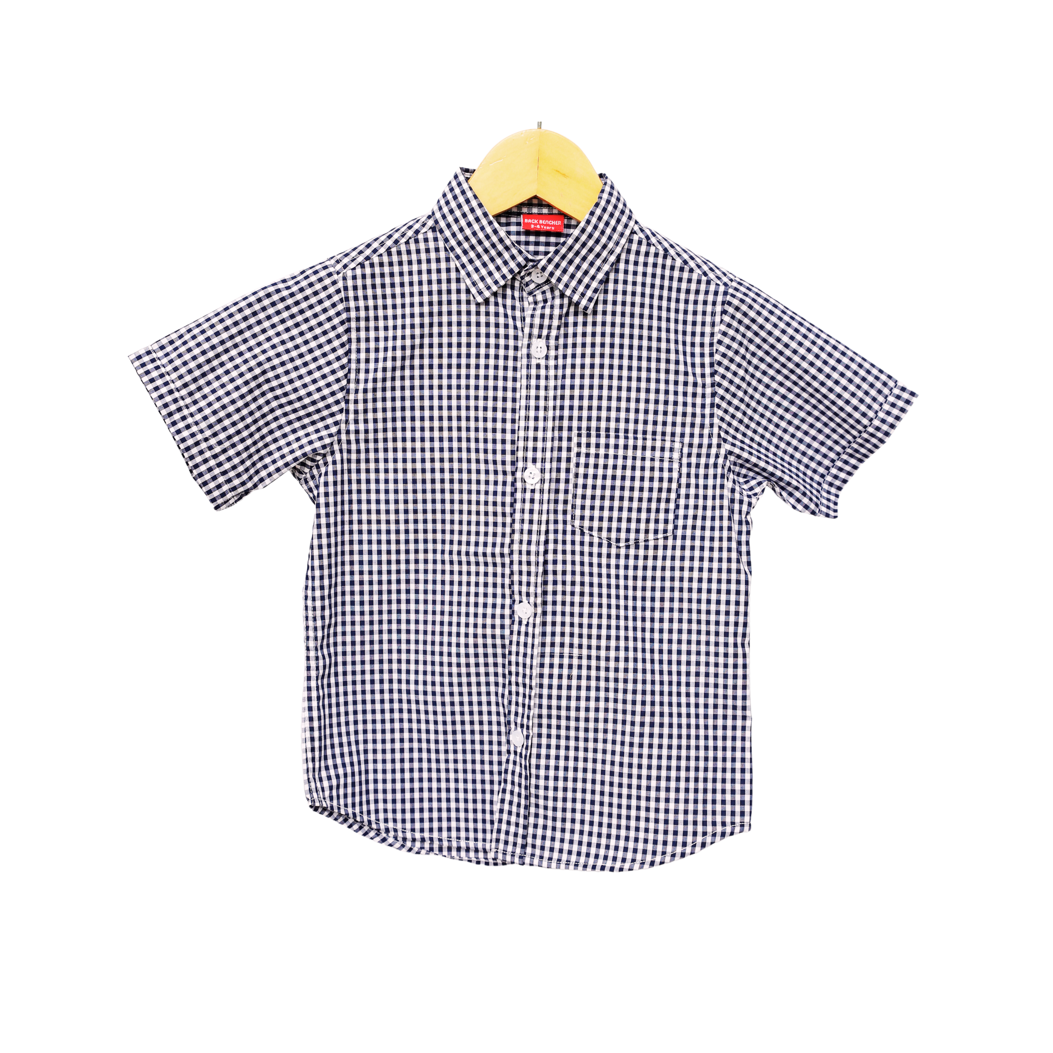 Boys' Classic Black and White Checkered Short Sleeve Shirt
