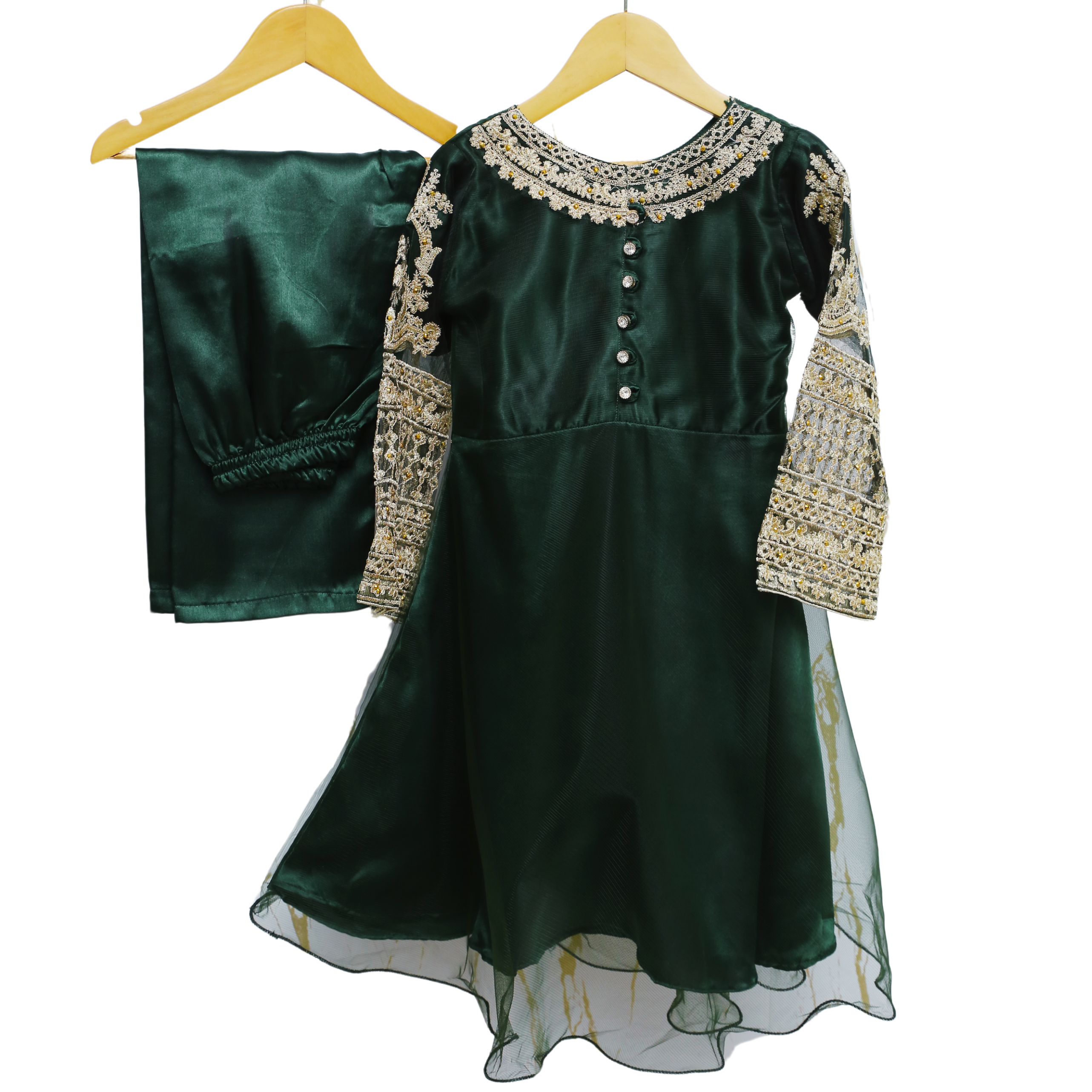 Kids Green Fancy Frock by Modiste