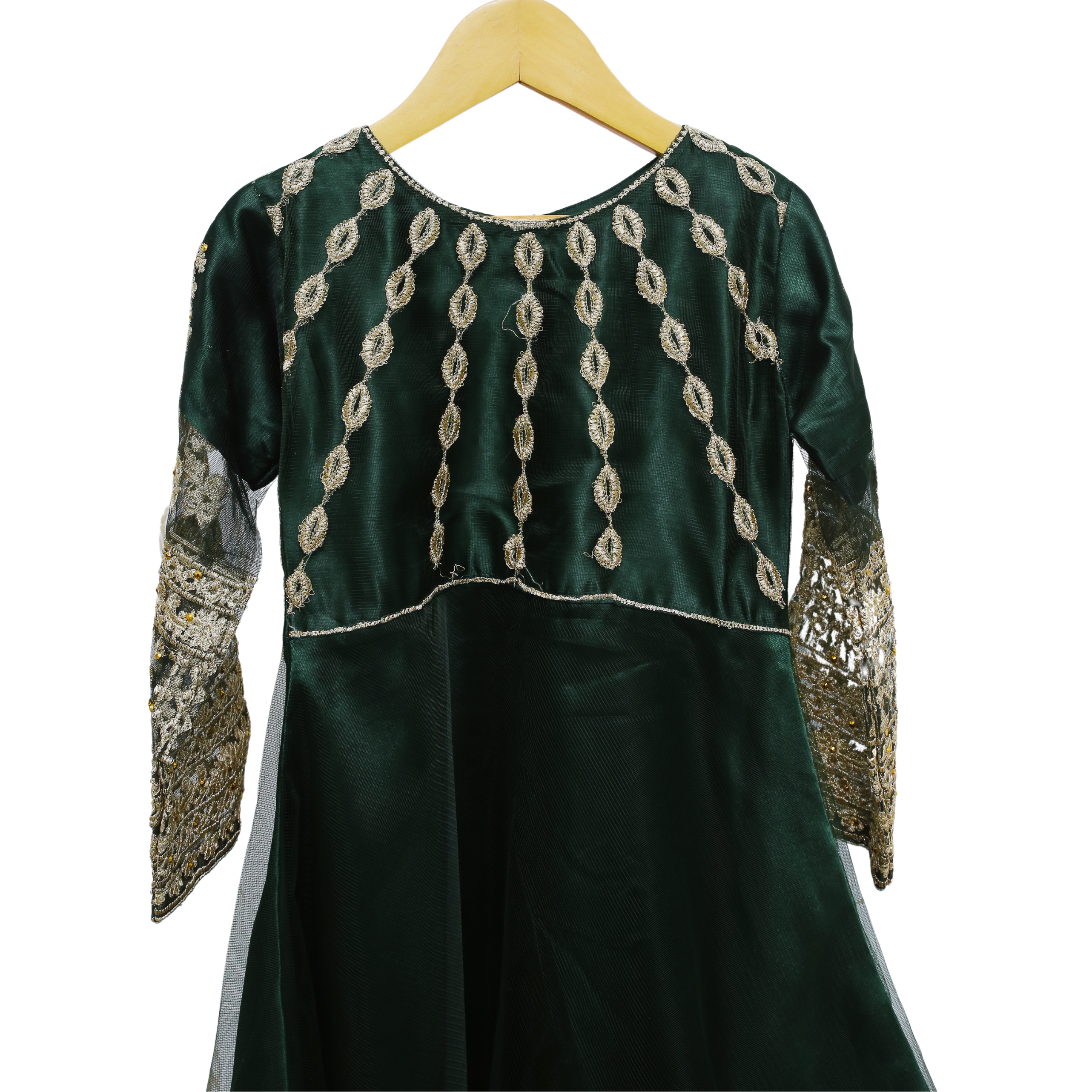 Kids Green Fancy Frock by Modiste