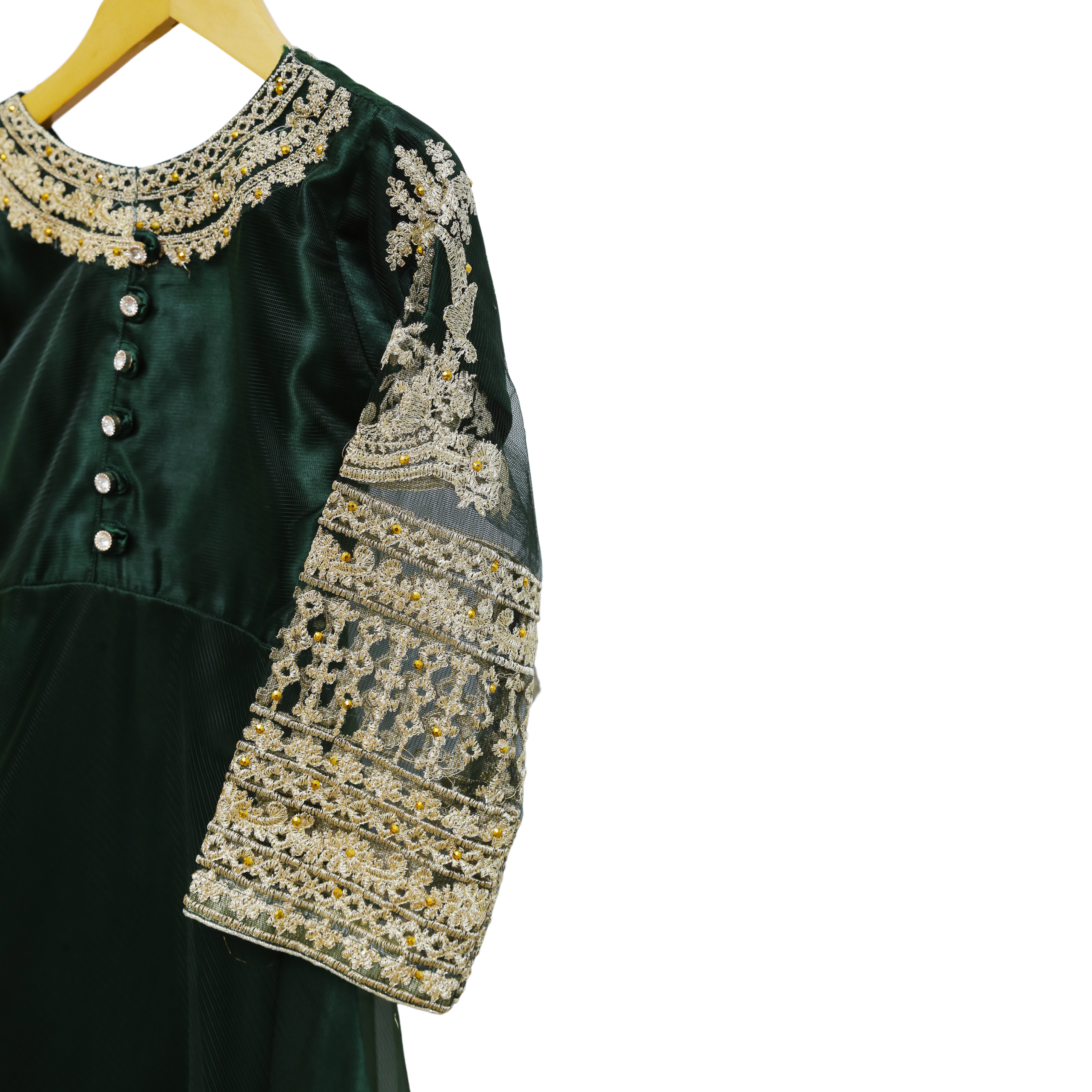 Kids Green Fancy Frock by Modiste