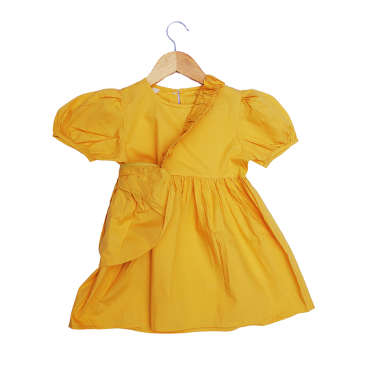 Stylish Mustard Yellow Girls' Dress with Matching Bag