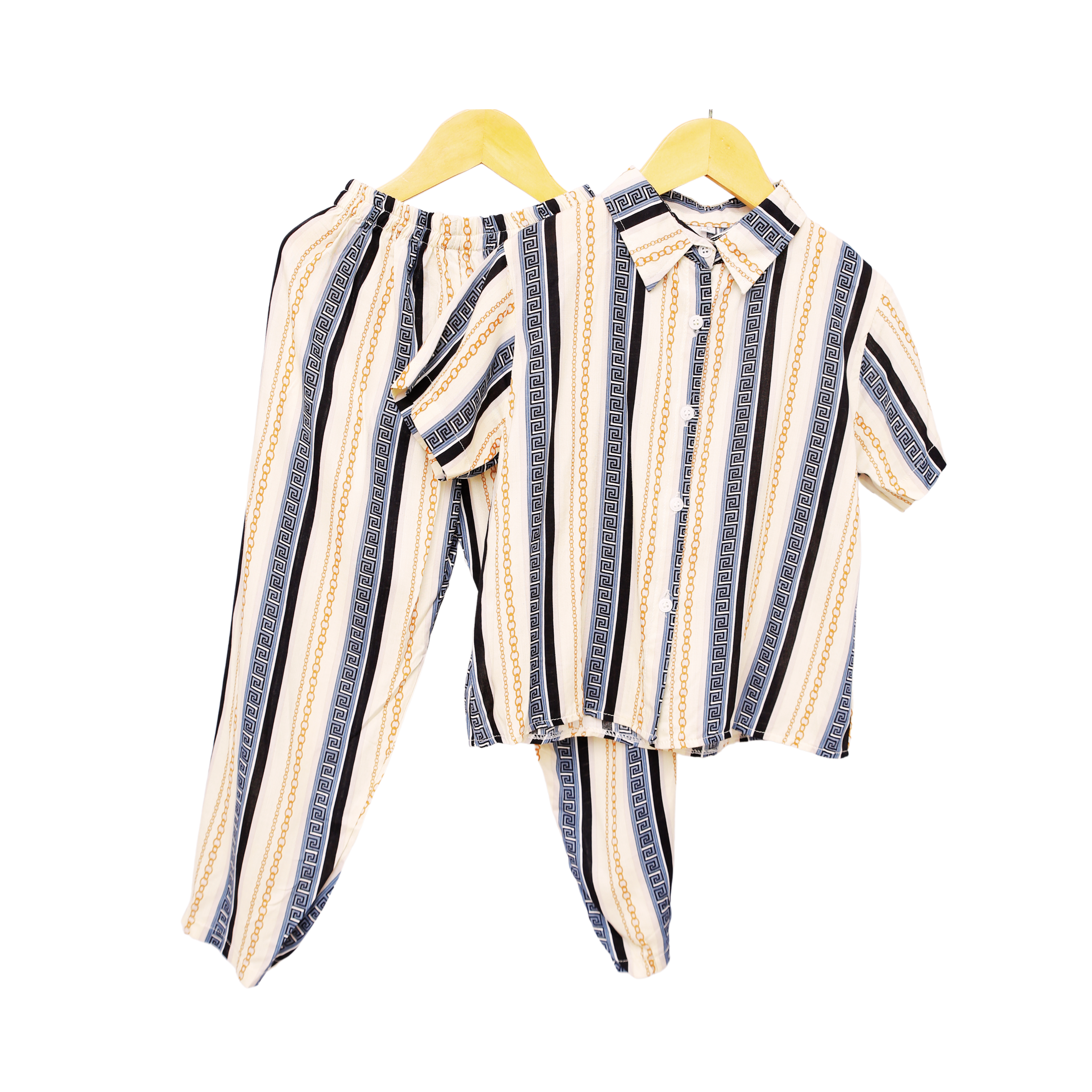 Boys' Stylish Striped Short Sleeve Shirt and Pants Set