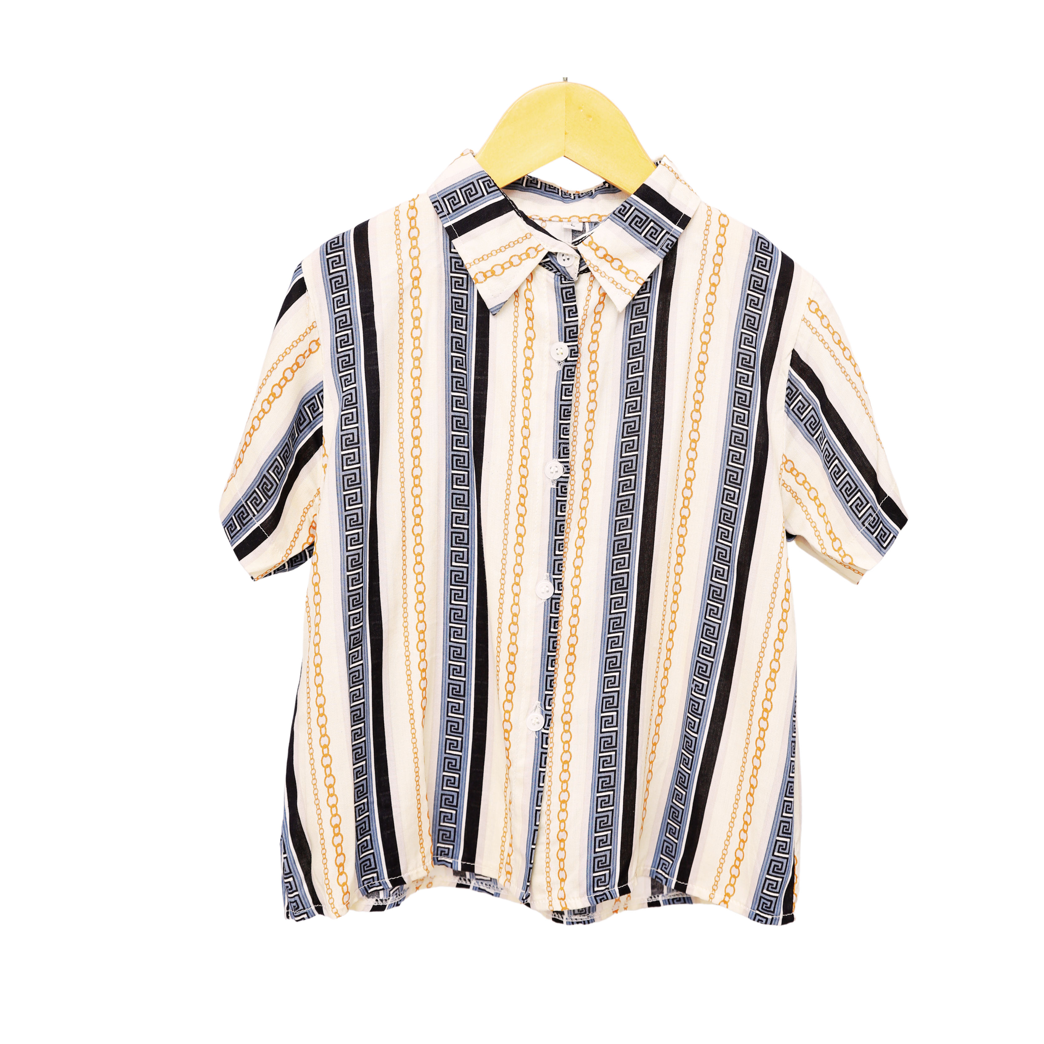 Boys' Stylish Striped Short Sleeve Shirt and Pants Set