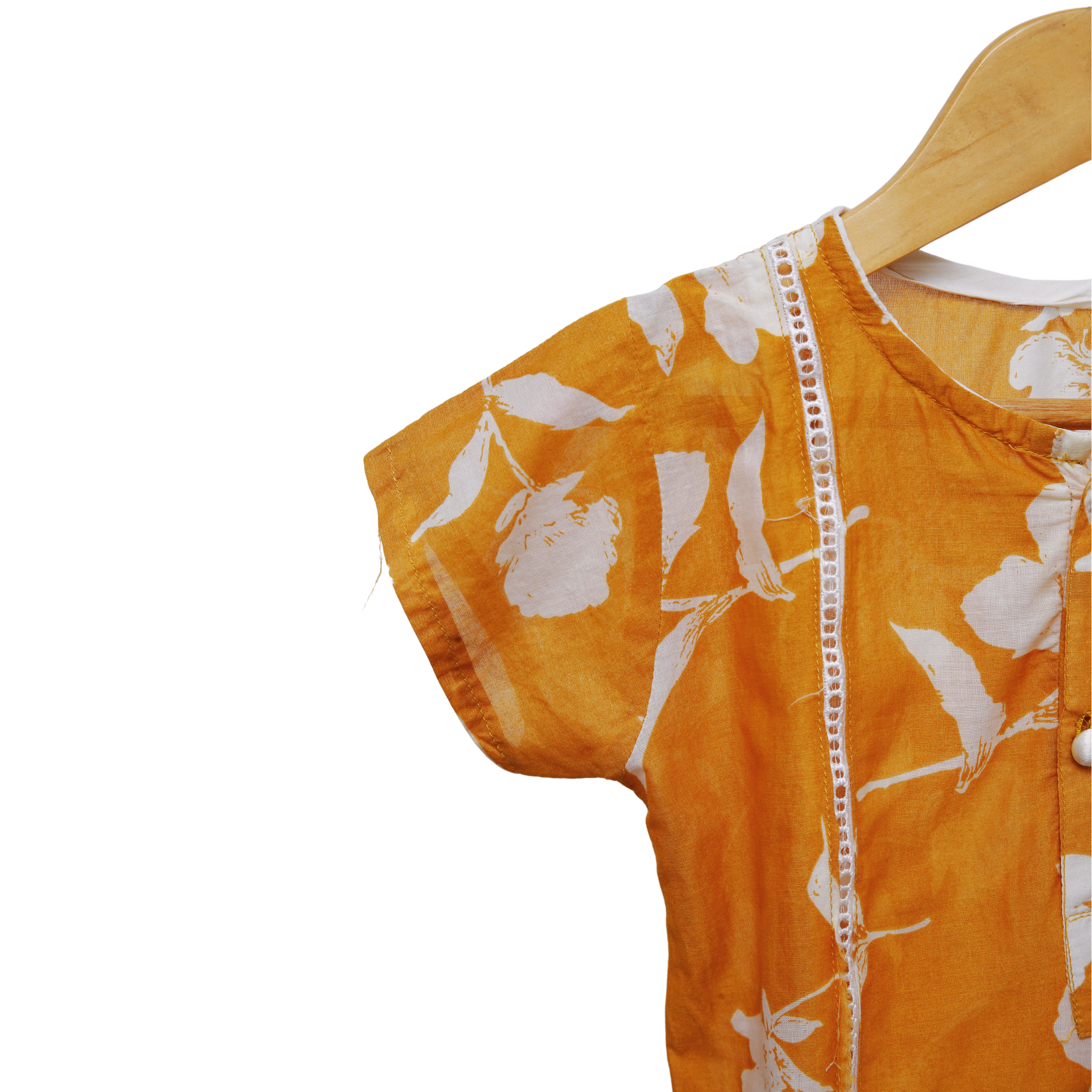Kids Orange Floral Kurti & Trouser by Modiste